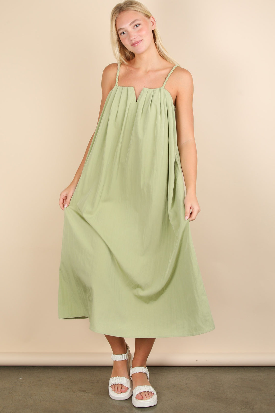 knee length dresses for ladies Peach Pom Pom Manuela Maxi Dress
