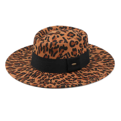 Mimi Felt Leopard Boater Hat
