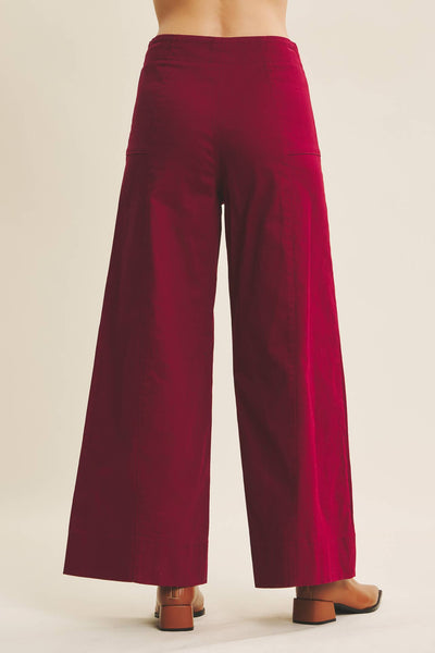 OLIVE WIDE-LEG ANKLE LENGTH PANTS