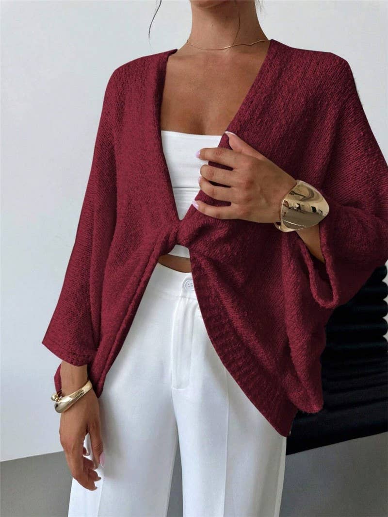 Cozy V-Neck Crossover Knit Cardigan Top