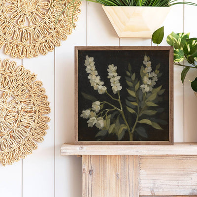 White Floral Prints On Black: 8x8