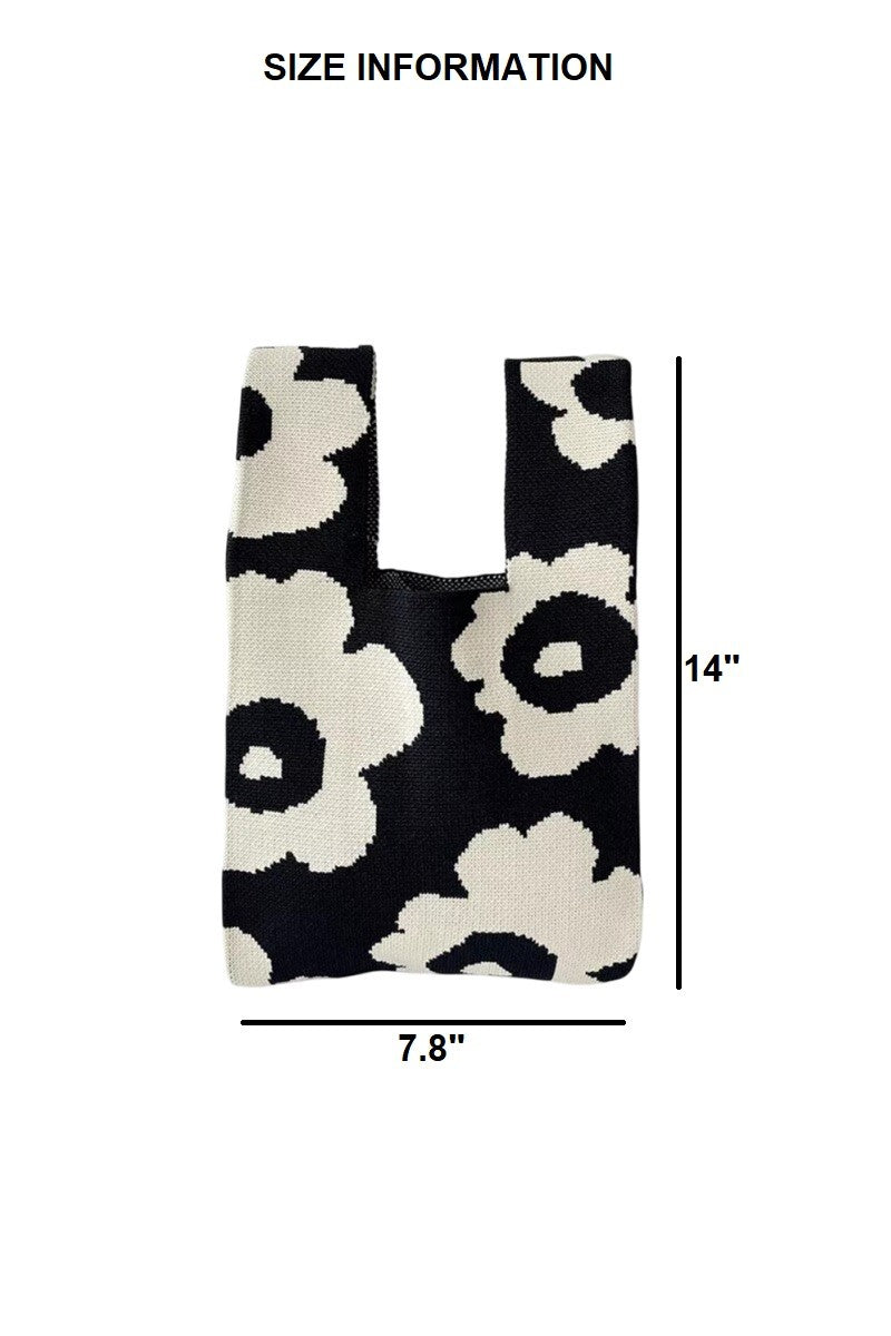 Aesthetic Flower Knitted Tote Handbag