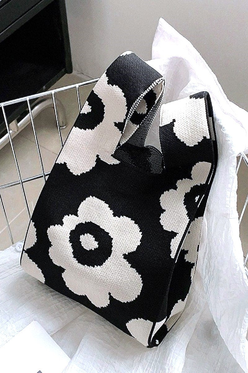 Aesthetic Flower Knitted Tote Handbag