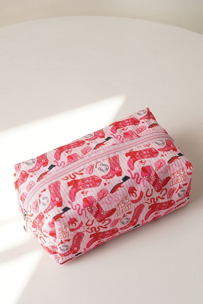 Bow Print Cosmetic Makeup Pouch Bag