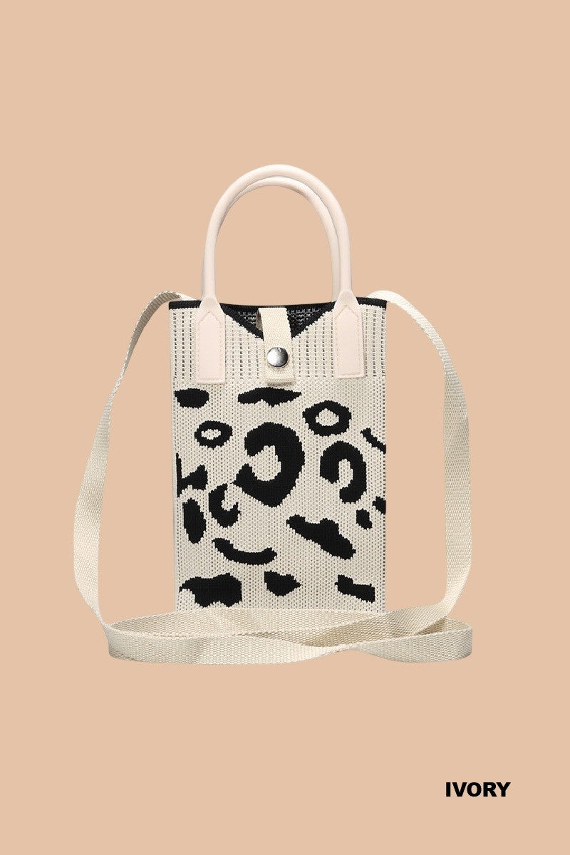 Leopard Canvas Minimalist Bag/Black, Cream