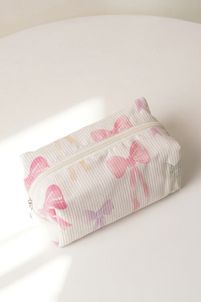 Bow Print Cosmetic Makeup Pouch Bag