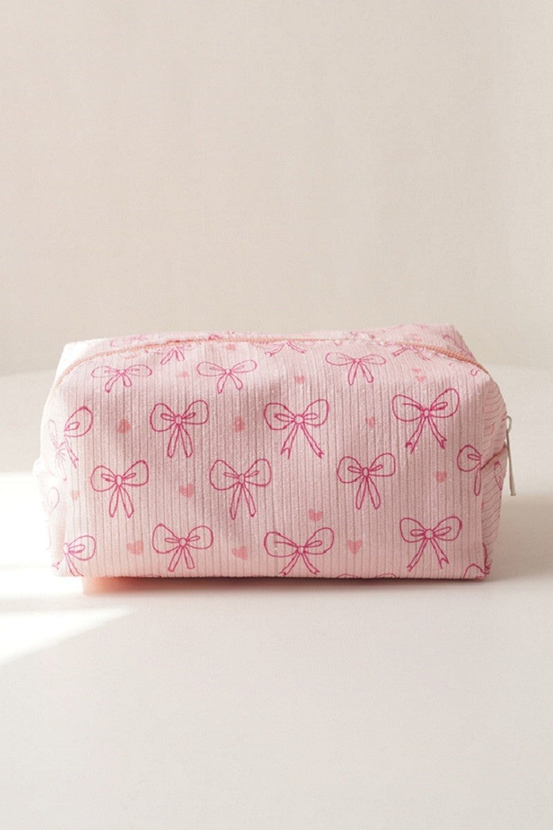 Bow Print Cosmetic Makeup Pouch Bag