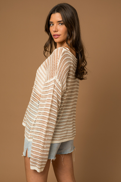 Long Sleeve Open Knit Light Weight Sweater