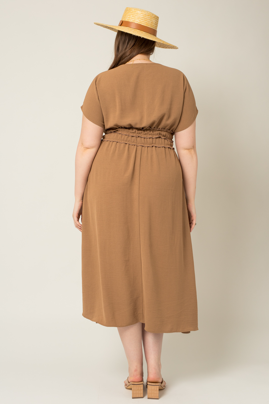 Plus Size Short Sleeve Elastic Waist Maxi Dress