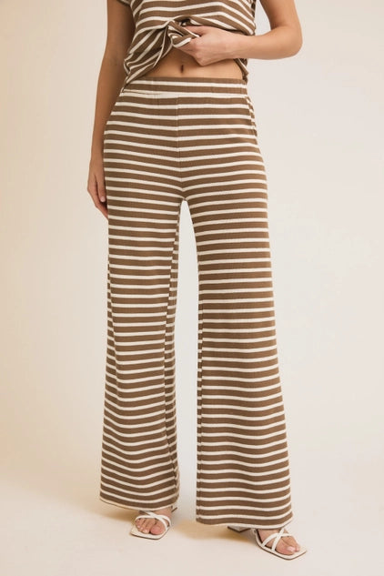 Elastic Waist Side Pocket Rib Wide Pants